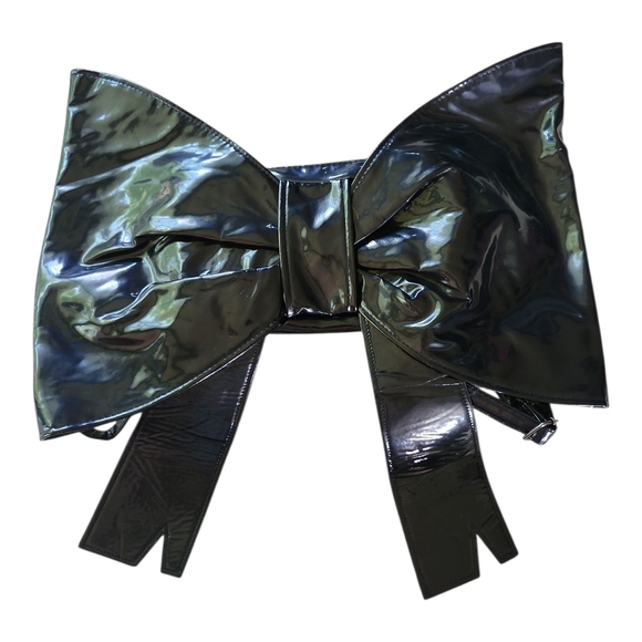 Fortnite Oversized Bow Backpack Black Patent Cosplay Y2K Kawaii Statement Bag - Picture 4 of 10